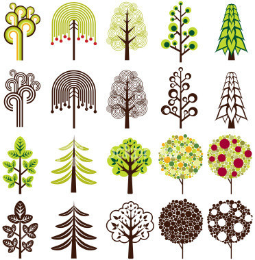 Tree Clip Art Images. On White,Vector,Clip Art