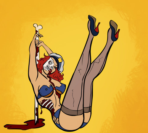 eatsleepdraw daisy zombie pinup for all you zombie fetishers out there