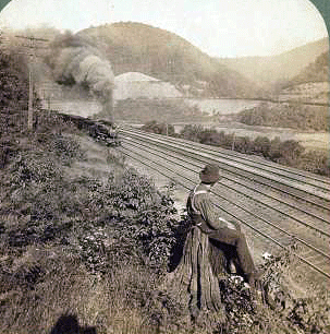 Reaching for the Out of Reach 15: Horseshoe Curve in the Allegheny Mountains, Pennsylvania, circa 1908. [ more from this project (nypl permalink) ]