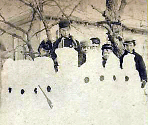 Reaching for the Out of Reach 30: Boys behind a snow fort, Massachusetts, circa 1875. [ more from this project (nypl permalink) ]