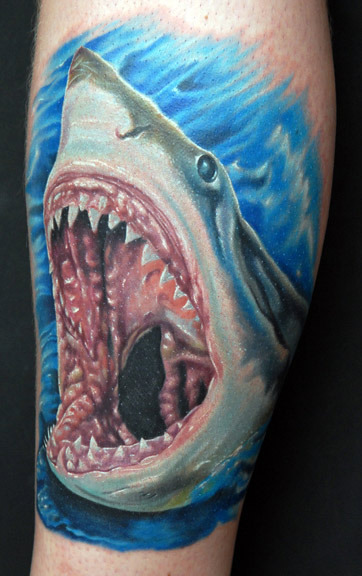 JESUS CHRIST IT'S A SHARK TATTOO GET IN THE CAR