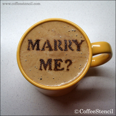 artinmycoffee:
Marry me 2 - $10.00&#160;: Coffeestencil.com - the time for pleasure