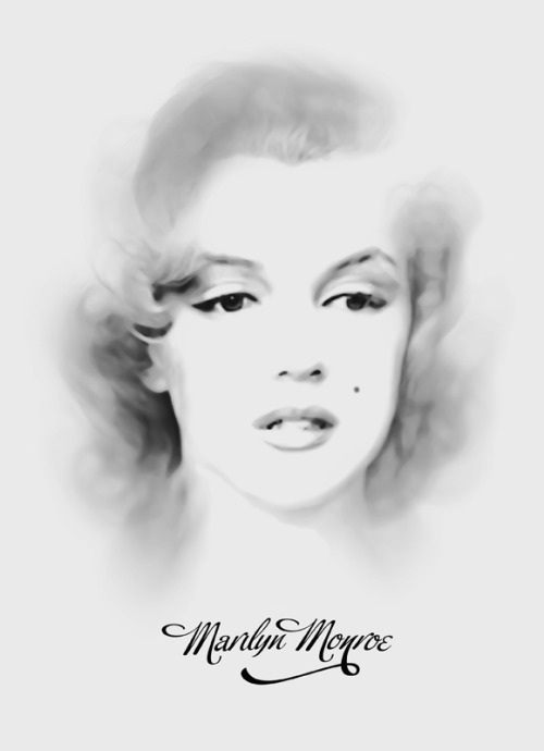 black and white Marilyn Monroe illustration