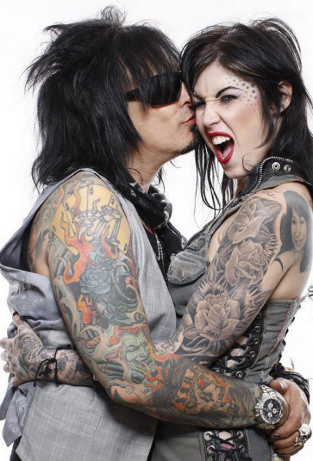 Tagged tattoo couple love kiss katvond kat von d nikkisixx nikki sixx