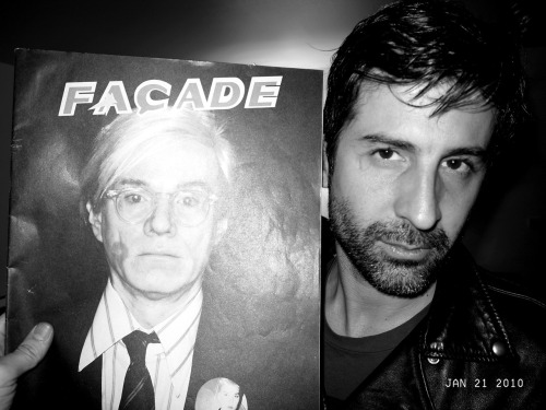 André with an issue of Façade at André & Lionel’s apartment with Vitaminwater on rue Charlot, Paris. Photo Olivier Zahm