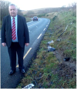 Cllr Michael Doherty: on the road again  A local newspaper reports that eight vehicles have crashed in one spot of the&nbsp; Quigley’s Point to Carndonagh road known as Northy’s Corner. Whilst Cllr Michael Doherty was speaking publicly about the accidents another occurred at the same spot.  “If this corner doesn’t qualify as a dangerous bend, I don’t know what does,” said Cllr Doherty standing at the corner &#8230; in the road &#8230; with his back to the oncoming traffic.