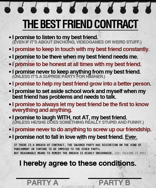 quotes about 3 best friends. est friend contract
