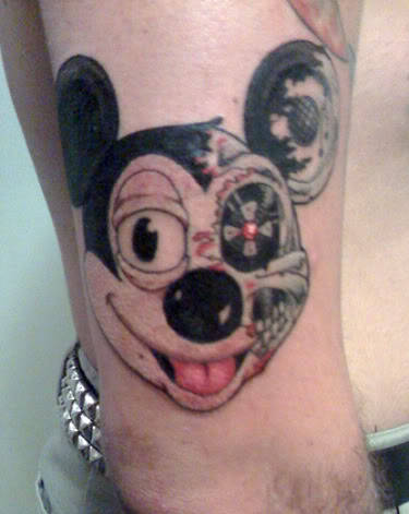 Terminator Mickey Mouse tattoo via greatwhitesnark.com
