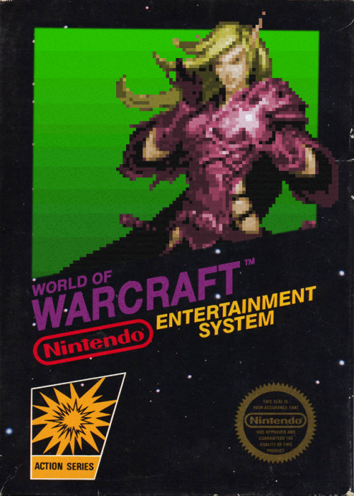world of warcraft blood elf. World of Warcraft NES box art