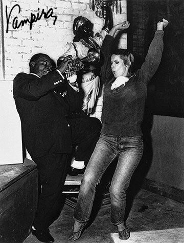 Maila Nurmi Aka Vampira with Louis Armstrong on the set of 1959's The 