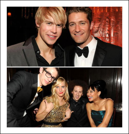 Chord Overstreet and Matthew Morrison (above) and Kevin McHale, Heather Morris, Josh Sussman, and Naya Rivera (bottom) after the 2010 Emmy Awards.