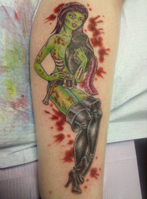 Tattoo Designs - Pin-up Girl Tattoo Zombie Pin-Up Girl Tattoo!