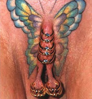 instanthotrodextreme: Body Modification | Vagina Butterfly Tattoo Piercing 