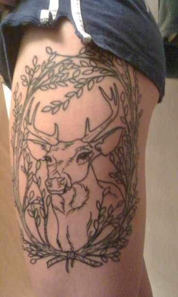session one on my deer tattoo. done by chris at deluxe tattoo in chicago