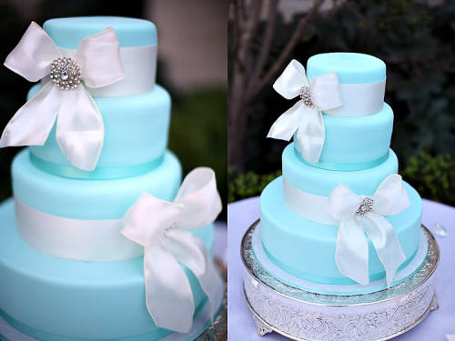 tiffany blue and white wedding cake