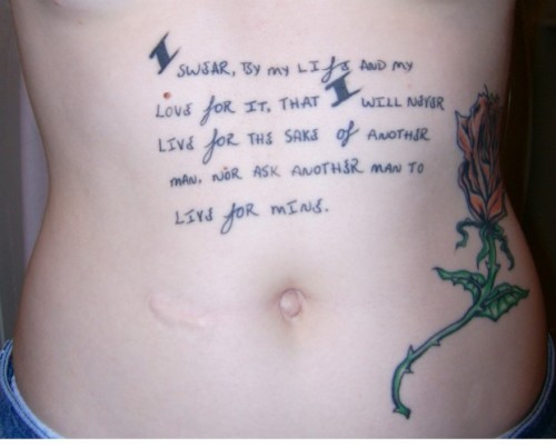 This is an Ayn Rand themed tattoo This is the end of humanity 