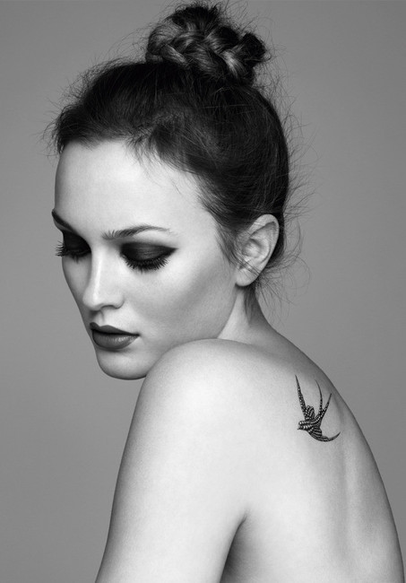 b5media Leighton Meester sporting a temporary bird tattoo from Chanel's s s