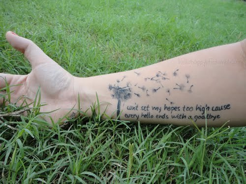 Tags: dandelion tattoo text hope hello goodbye