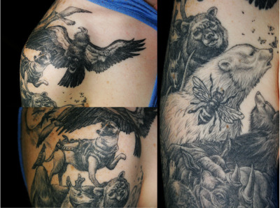 detail for noah’s ark half-sleeve, tattooer Dave C Wallin