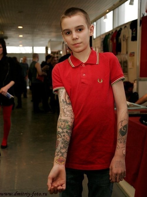 13yearold Russian bad ass with a sleeve of tattoos