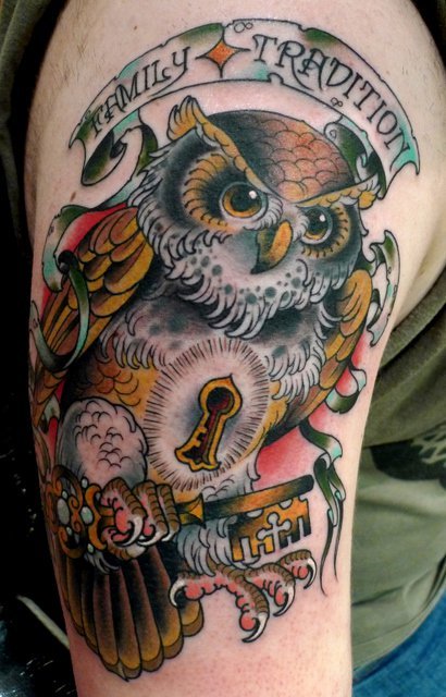 traditional owl tattoo. Owl #tattoo by XAM