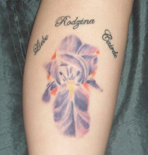 The purple iris is because it was my grandma's favorite flower
