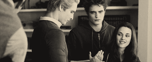 
Bella: “I punched a werewolf in the face.” Emmett: “Badass.” 
