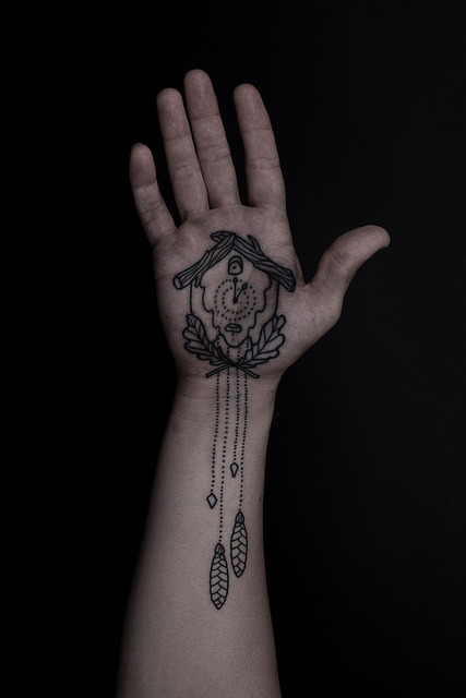 Clock palm tattoo by Thomas Hooper Source wewantedthesky 