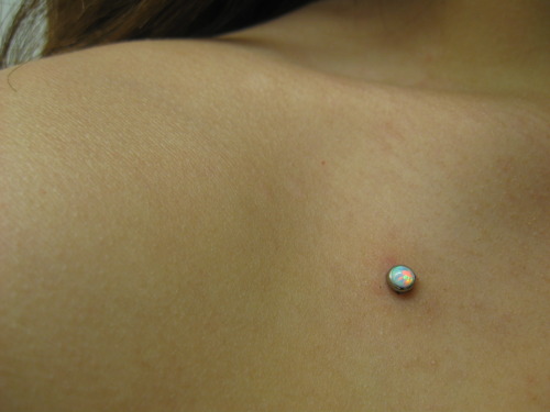 Piercings Shown: Right clavicle microdermal