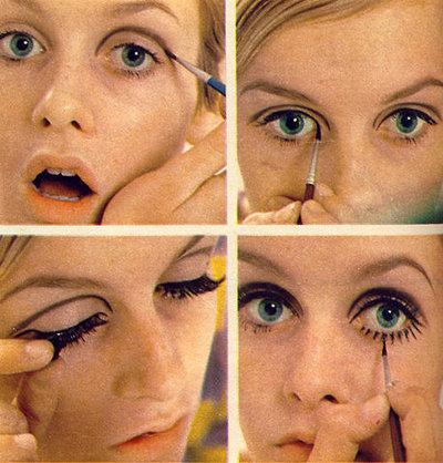 exaggerated makeup. Super love Twiggy/exaggerated