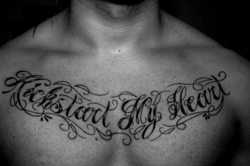 1 year ago 0948pm tattoo chest tattoo kickstart my heart ink 