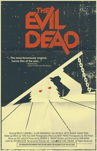 Vintage-style movie poster for the horror classic The Evil Dead (1981).

By: Mark Welser - Etsy || deviantART

Buy: this poster on Etsy $20 (USD)
(via:modposters)
