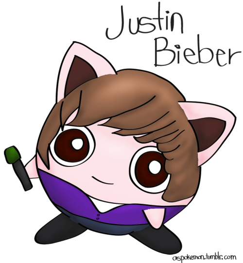 Justin Bieber Cartoon Characters. Justin Bieber as jigglypuff.
