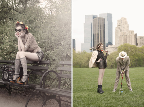 Vintage Inspired Central Park Engagement Photos by Olivia Graham