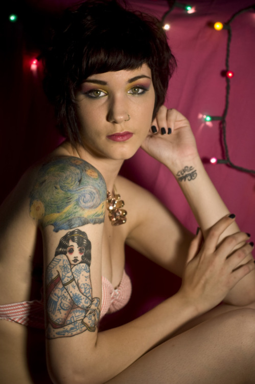 My best friend's tattoos photographed by me She has the sky of starry night