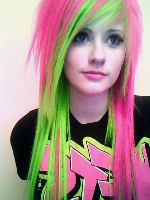 Tagged green hair pink hair green pink hair girl