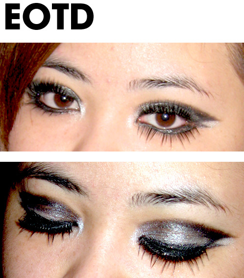 EOTD - Boa Game inspired and Jen from head to toe
This one a rough eye look I just did, will try attempt a cleaner application.
Products used:MAC Black track fluidlineBody Shop Carbon eyeliner Boots Botanics - Blazing star eye shadowSleek - Original palette (black eyeshadow)Barry M - Dazzle dust 27ebay lashes 