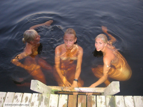 International Young Naturists Organisation, 3 friends, swimming in the most 