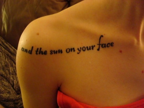 Face Quote Sun Cute Shoulder Tattoo Words