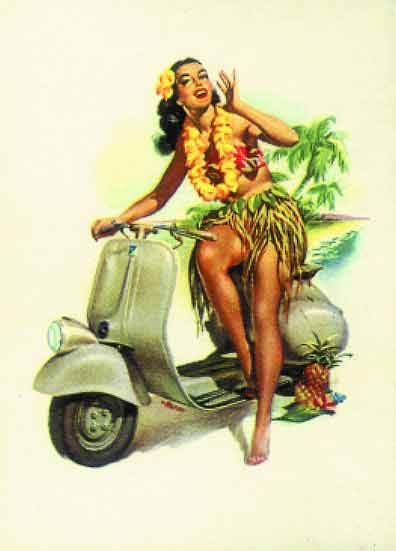  Italian pinup polynesian hula vespa tiki tiki pop retro