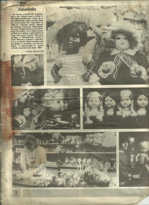Babaklinika. Előkerült életem első megjelent fotósorozata. :) Népszava 1992-ben. - köszönet Féner Tamásnak.  Doll repair shop. Somehow, I found my first published work. In 1992 Népszava. 