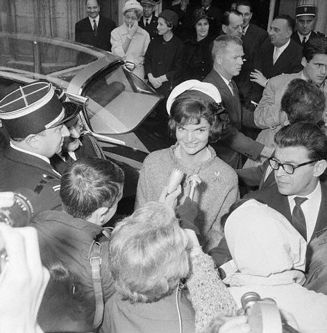 Original caption Mrs Jacqueline Kennedy is briefly interviewed by 