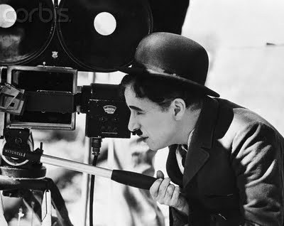 Charles Chaplin filming on the set of City Lights 1931 