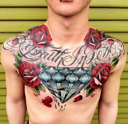 Tags tattoo chest tattoo rose flower script