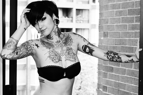 black and white tattoos sleeves. lack and white. sexy.
