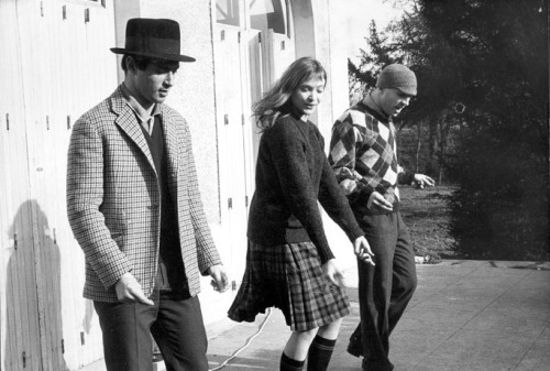 Sami Frey Anna Karina and Claude Brasseur practice the Madison scene from