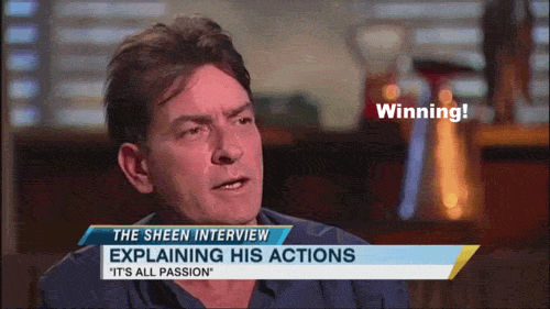 charlie sheen winning gif. #charlie sheen#interview#tiger