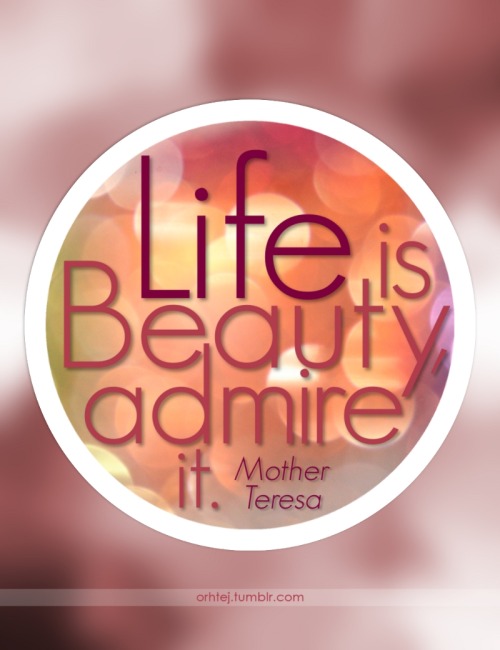 quotes about beauty and life. Life is eauty, admire it.