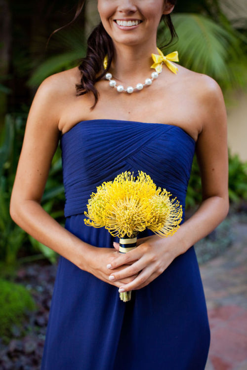  necklace Strapless cobalt blue color scheme blue and yellow 