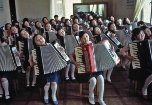 north korean girls. North Korean accordion girls
